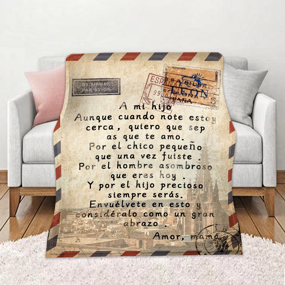 

Spanish Envelope Blanket Inspirational Gift for Daughter Ultra Plush Flannel Blankets for Bed Travel Warm Throw Blankets