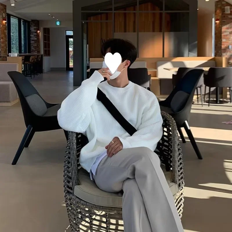 Мужской зимний вязаный свитер изящное теплое базовое пальто в Корейском стиле