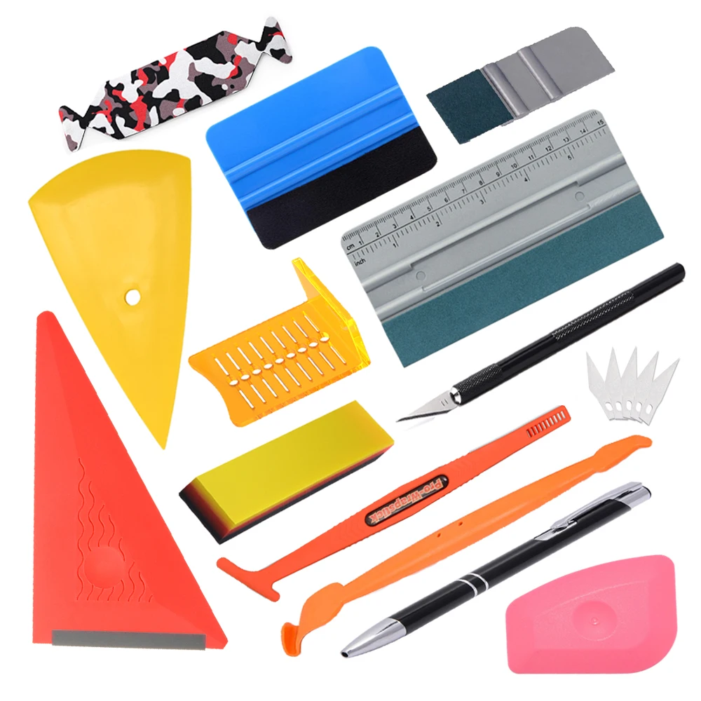 

FOSHIO Car Wrapping Tool Kits Carbon Fiber Vinyl Install PPF Sticker Rubber Scraper Window Tint Film Squeegee Felt Edge Cloth