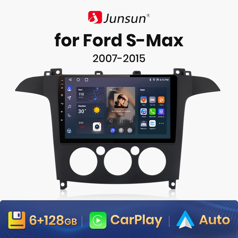 

Автомобильное радио Junsun V1 с ИИ-голосом, беспроводное Авторадио Android для Ford S-Max S max 2007 2008 4G, автомобильное мультимедийное радио с GPS, 2din