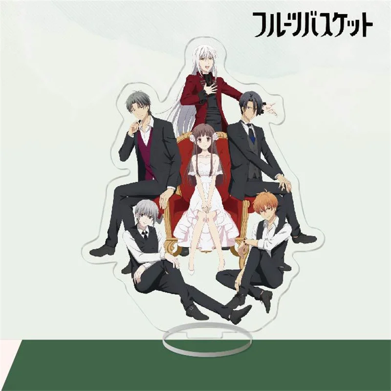 Anime Fruits Basket Family Stand Model Plate Honda Tohru Sohma Kyo Double Sided Transparent Standing Sign Board Desk Decor Gift