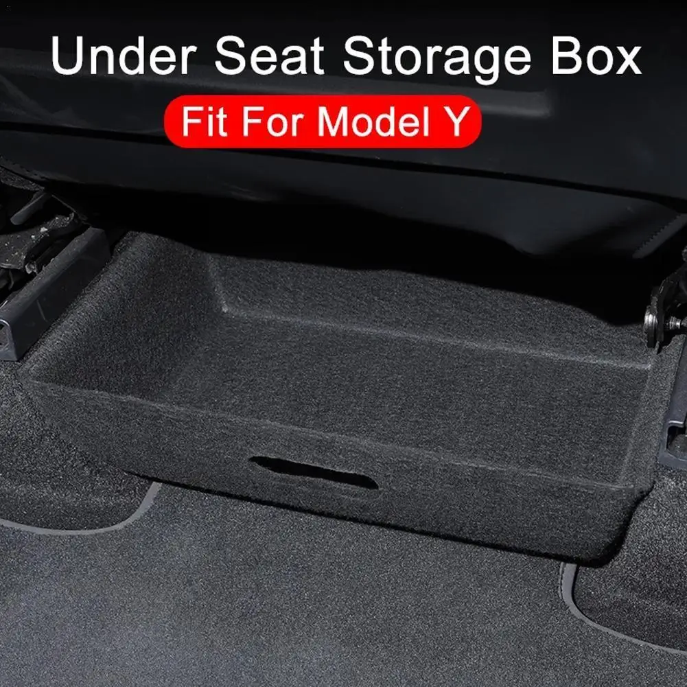 

New for Tesla Model Y 2021 Under Seat Storage Box High Capacity Organizer Case Felt Cloth Drawer Holder Car Interior Accessories