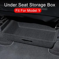 new for tesla model y 2021 under seat storage box high capacity organizer case felt cloth drawer holder car interior accessories