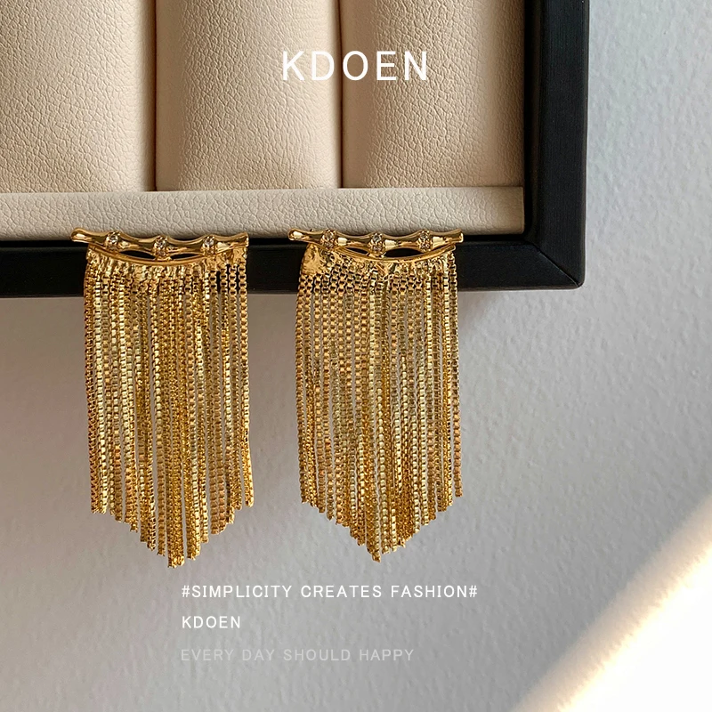Серьги с кисточками золотого цвета в европейском и американском стиле для женщин