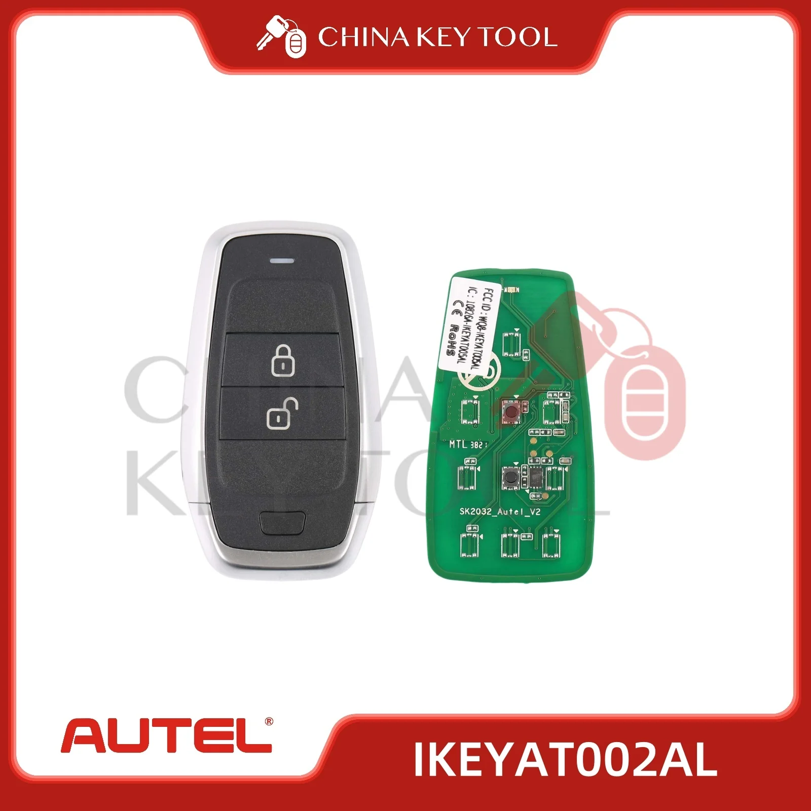 1 шт. Autel Ikey IKEYAT002AL AT002AL независимый универсальный смарт-дистанционный ключ 2 кнопки для смарт-ключа Autel для KM100 IM508 IM608