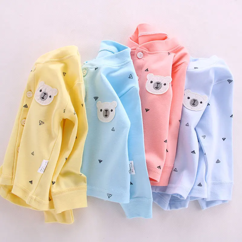 

Spring Newborn Baby Girl Boy Clothes Sets Summer Bear Embroidery Cotton Coat Long Pants Toddler Girl Clothing Baby Pajamas Suits