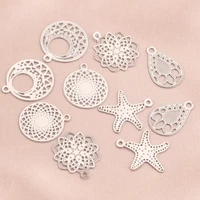 10pcs mix stainless steel openwork pattern star charms bohemia waterdrop pendants for earring diy jewelry making wholesale lots