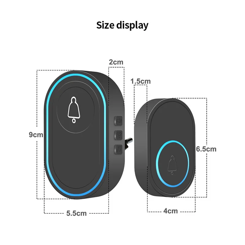 

433MHz Chime Door LED Light Flash Security Alarm EU Plug