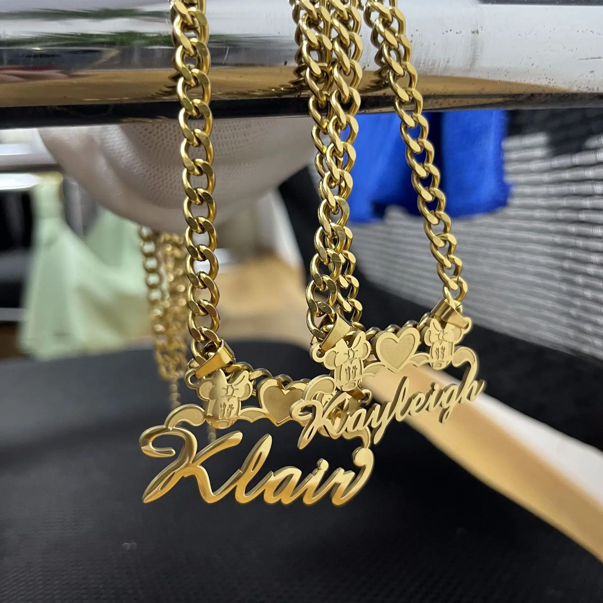 Ожерелье с Микки и Минни на заказ кубинская цепочка кубинской подвеской