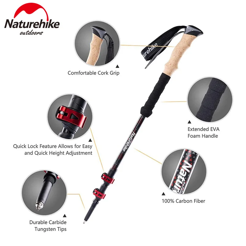 Naturehike Trekking Poles 2pcs Carbon Fiber Trekking Poles Walking