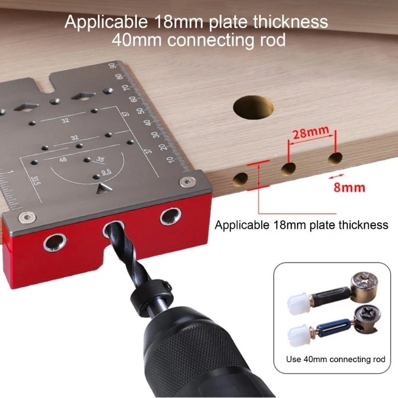 

Woodworking 3 In 1 Doweling Jig Set Adjustable Wood Punch Locator Aluminum Pocket Hole Jig Cabinet Hole Drill Guide Tool