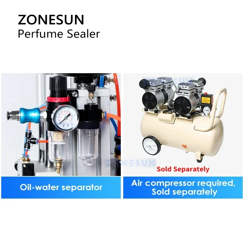 ZONESUN ZS-YG08 Пневматическая машина для обжима флаконов духов Укупорочный