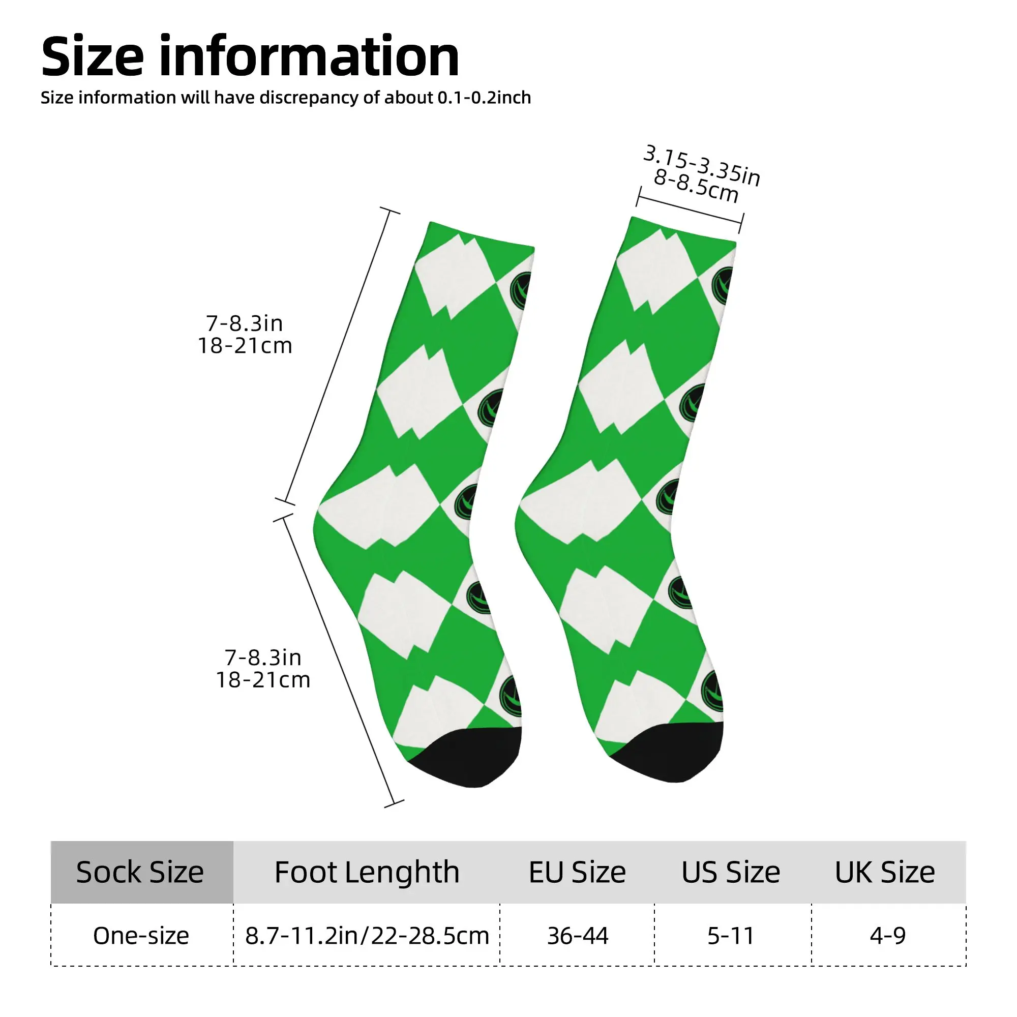 Модные мужские носки Harajuku Green Coin Sock из полиэстера, спортивные женские носки Power R-Ranger, весна-лето-осень-зима (art.: 3920dc01121e4) - 3920dc01121e4
