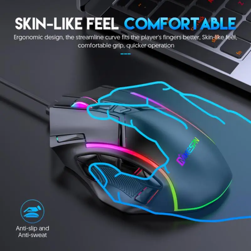 

Full Speed 12800DPI12 Key Macro Chicken Eating Game Mouse Universal Wired ABS Mouse RGB Light And Shadow Mobile Mouse