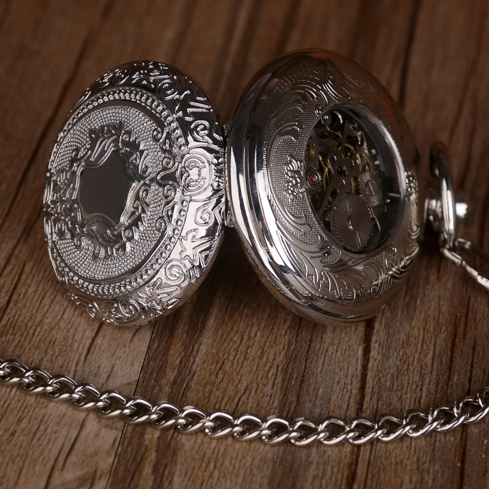 Vintage Mechanical Flip Pocket Watch Arabic Numerals Display With Chain Pendant Gift For Men Ladies Universal