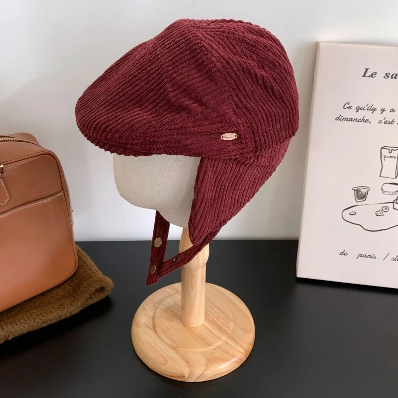 Японская однотонная вельветовая шляпа вперед трендовая зимняя мужская и женская