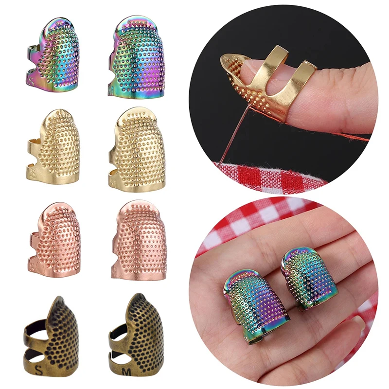 

5PCS Retro Vintage Gold Needle Thimble Finger Protector Metal Antique Ring Handwork Stitching Tools Household Sewing Accessories