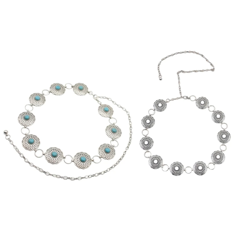 

Пояс-цепочка Concho для женщин, цепочка на талию, бирюзовая цепочка на талию, бирюзовый ремень в западном стиле, джинсовый пояс,