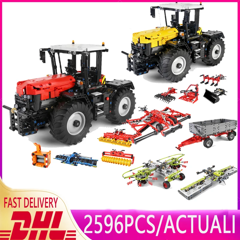 MOULD KING 17019 APP высокотехнологичный автомобиль, модель модели радиоуправляемого моторизованного трактора Fastrac 4000er, строительные блоки, детские игрушки на день рождения, подарки