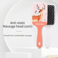 4 style women large plate combs massage hair brush deer white horse pattern airbag anti static curly hair brush comb for hair