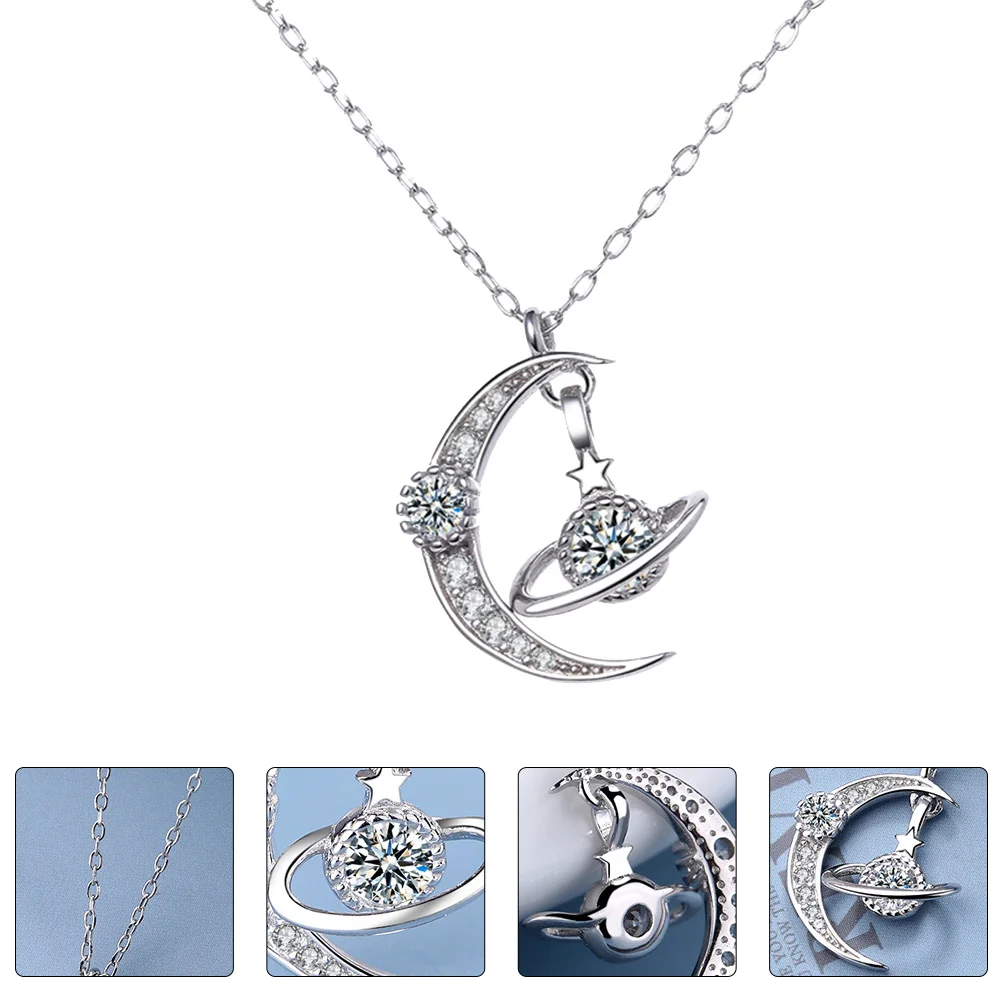 

Necklace Moon Star Choker Clavicle Jewelry Pendant Necklaces Universe Charm Collar Day Thin Neck Valentines Chain Dainty Women