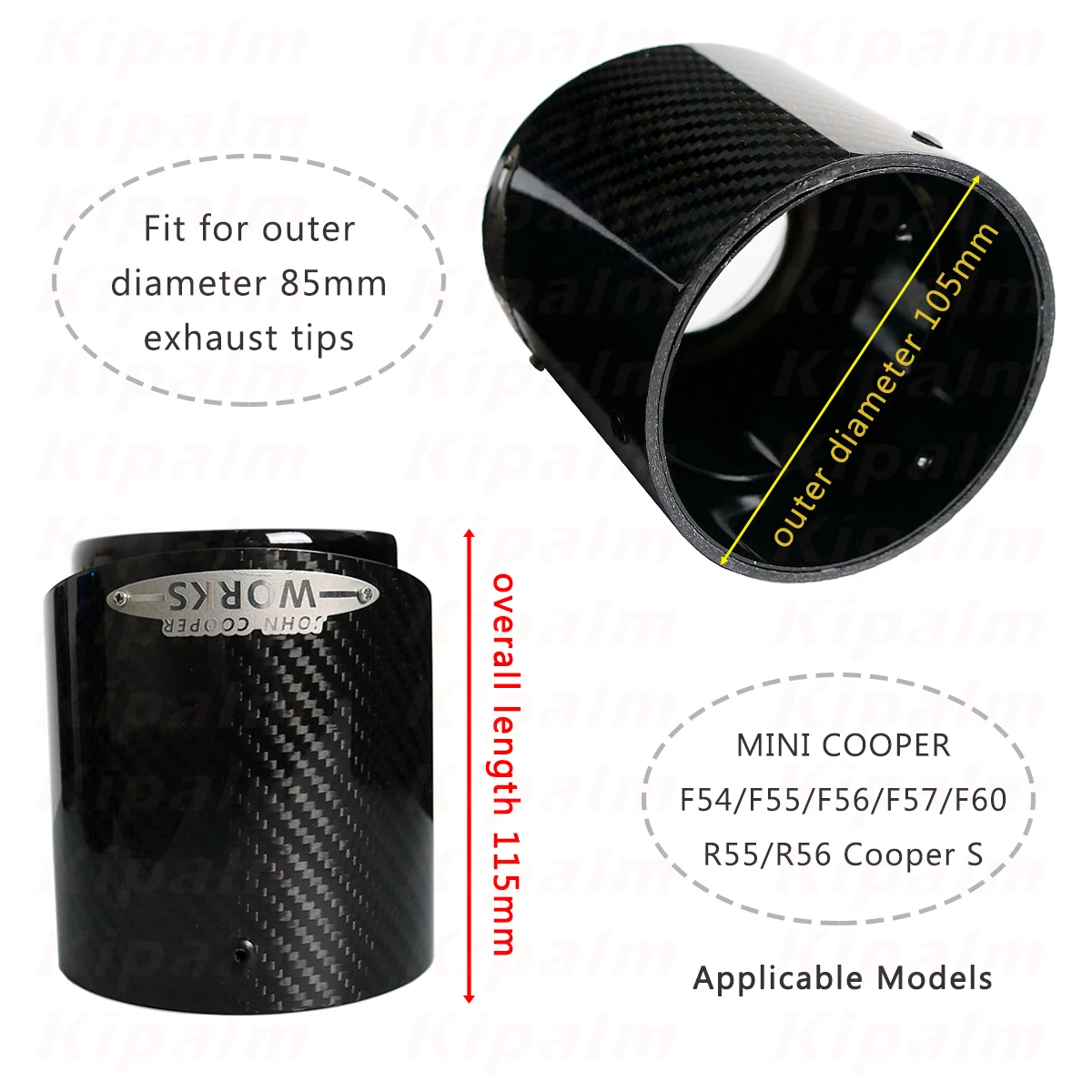 MINI Mulffer Pipe из углеродного волокна саржевый наконечник выхлопной системы для BMW F54