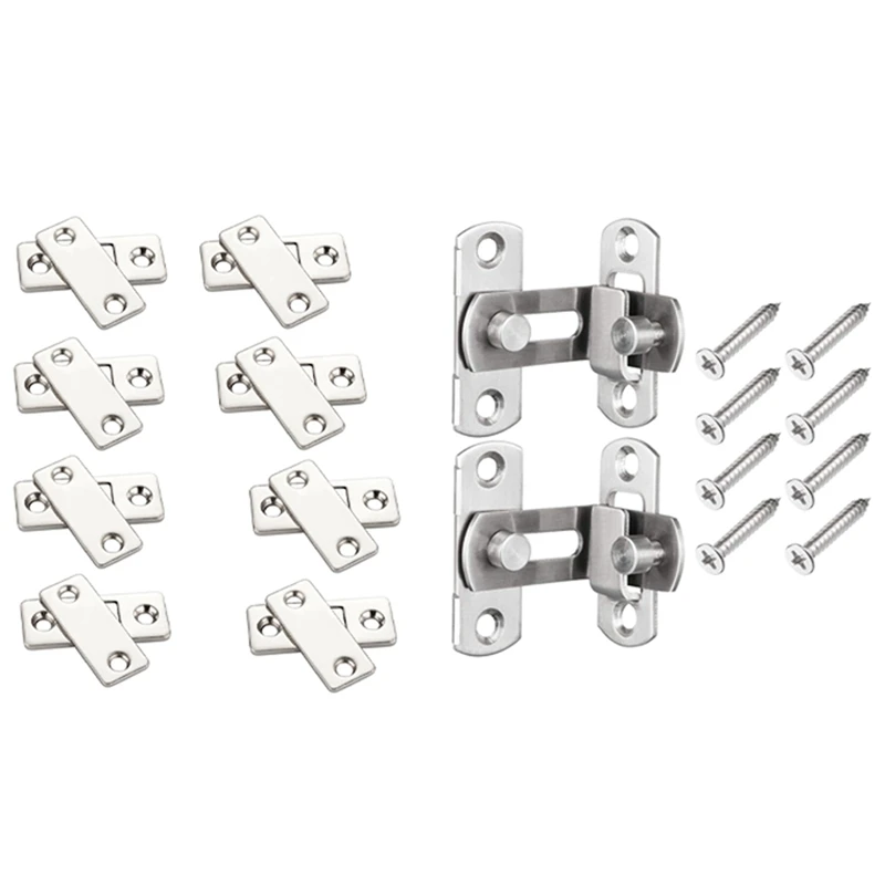 

2Pcs 90 Degree Right Angle Door Latch Hasp Bending Latch Buckle With 8 Sets Of Door Closers Cabinet Door Hasp Latch