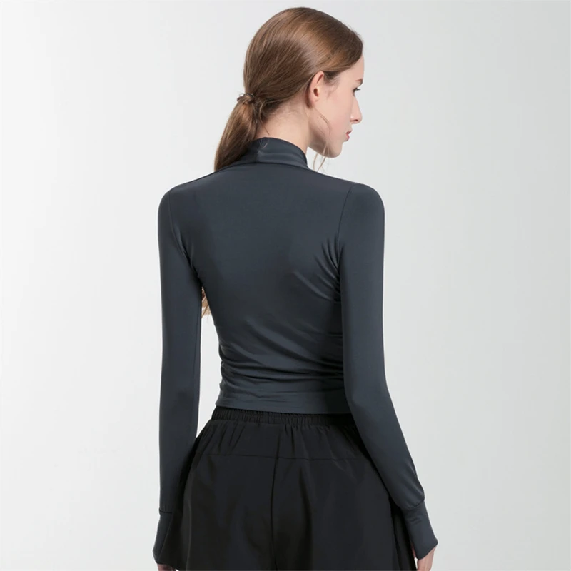Women Long Sleeve Yoga Top Quick Dry Sports Crop Top Workout Slim Fit Sportswear Gym Fitness Clothing