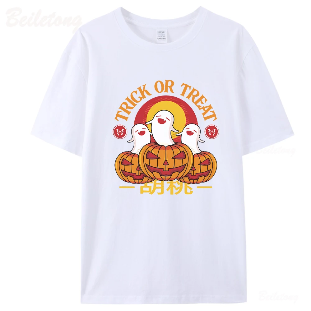 

Футболка Genshin Impact с рисунком Ху Тао, призрак, тыква, хлопковые летние женские топы, футболки в стиле Харадзюку, винтажные повседневные футбол...