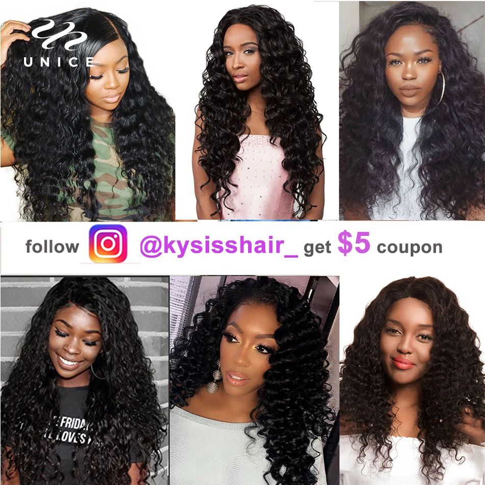 UNice Hair Kysiss Series 8A Peruvian Deep Wave 1 Bundle 12-26 Inch Unprocessed Virgin Bundles 100% Human Extensions | Шиньоны и парики