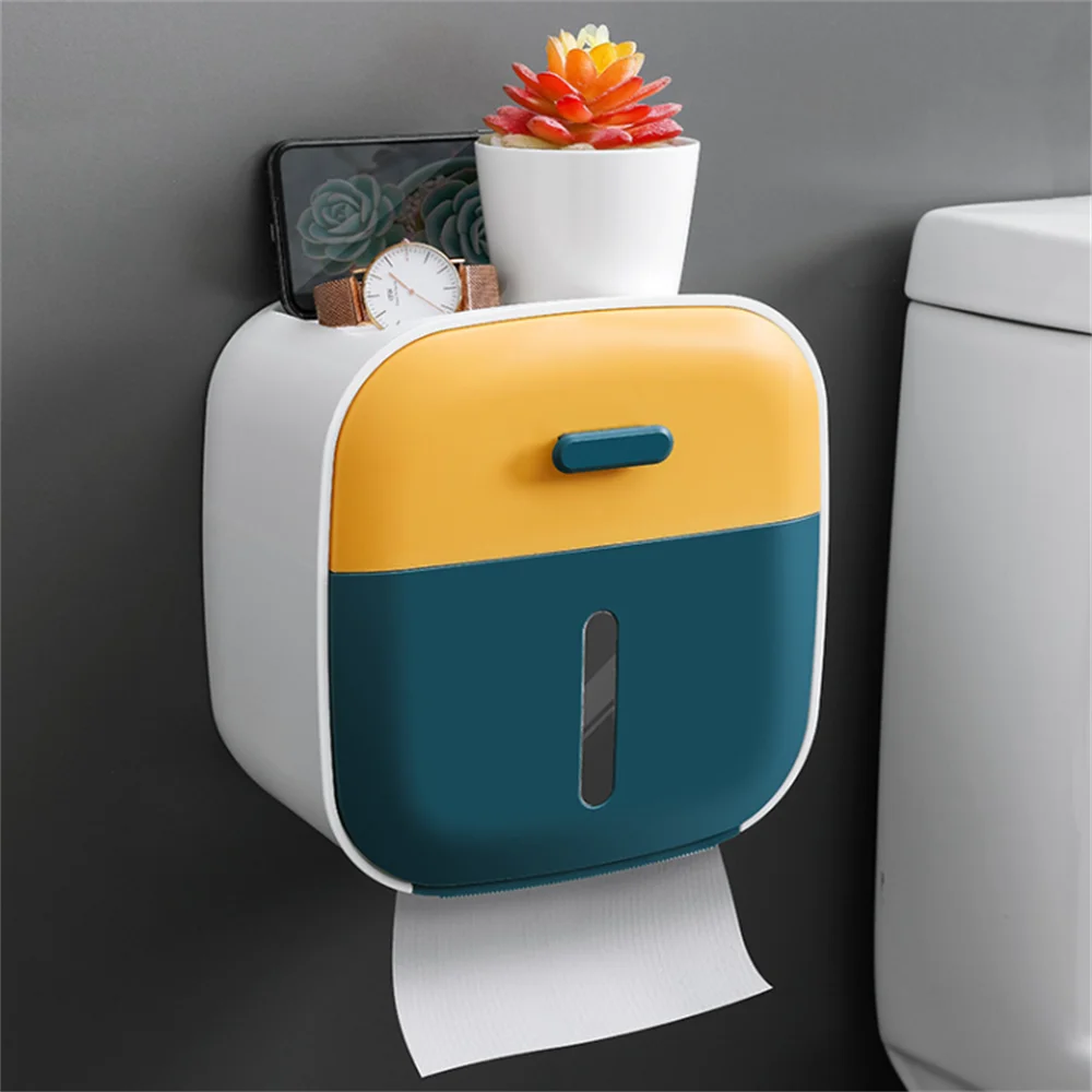 

High Quality Toilet Paper Box Punch-free Tissue Holder Waterproof Storage Rack Wall-mounted Bathroom Toiletries Storage Box