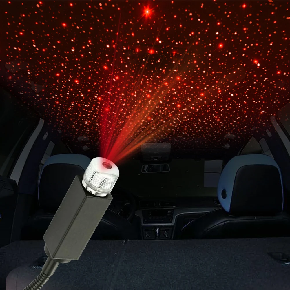 

Portable 12V DC 3W ABS Metal Car Auto LED Atmosphere Lamps Starry Sky Projector Red Color Ambient Decorative Light