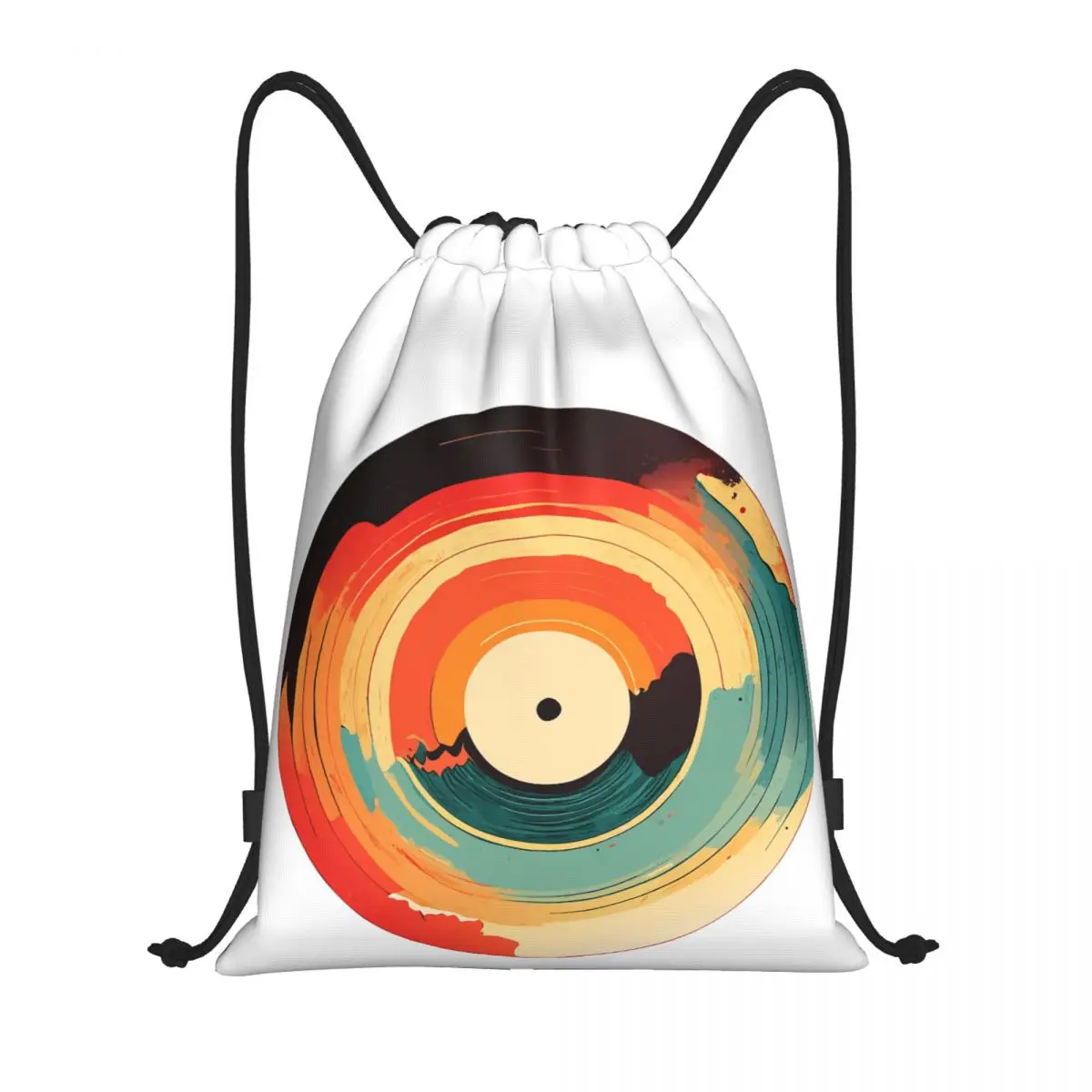 

Vinyl LP Music Record Sunset Drawstring Bags Gym Bag Casual Graphic Backpack Funny Novelty Field pack Secure retro size optional