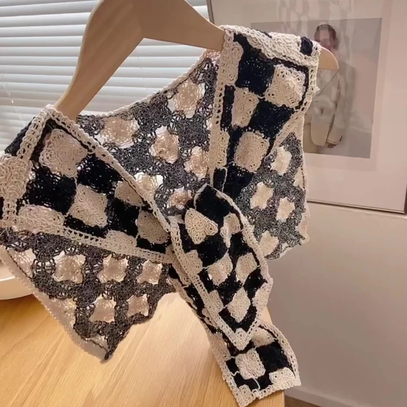 

Plaid Scarf Shawl Wraps Women Lightweight Crochet Plaid Shoulder Wrap Korean