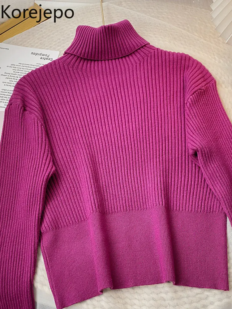 

Корейское однотонное трикотажное нижнее пальто с высоким воротником Женская Зима 2022 новая Корейская версия Топ Тонкий Универсальный корот...