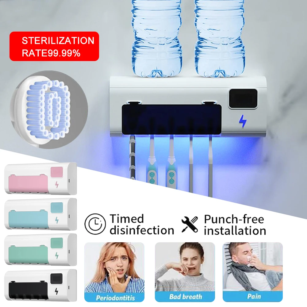 

UV Sterilizer Toothbrush Holder Rechargeable Toothbrush Holder Wall Mounted Tooth Brush Storage Sanitizer Bathroom Accessories