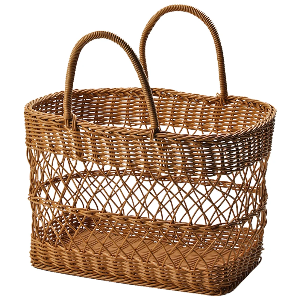 

Wooden Fruit Basket Picnic Storage Basket Convenient Bread Basket Woven Basket