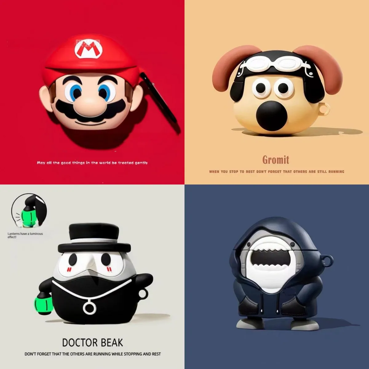 

For Airpods Pro Case,Cute Mary Dog Shark Doctor Beak Case For Airpods Pro 2 Case,Silicone Earphone Cover For Airpods 3 Case