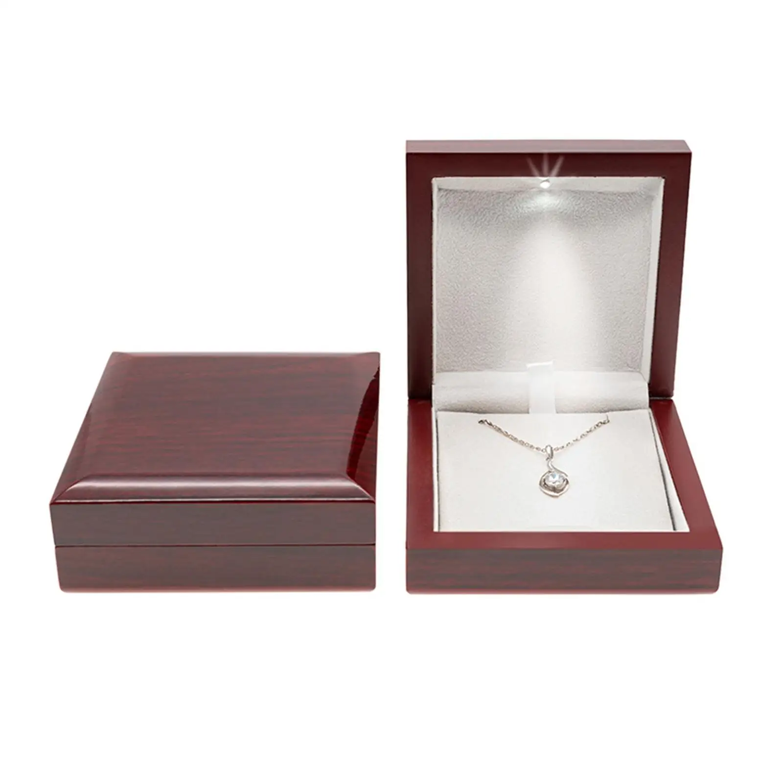 

Elegant LED Light Necklace Gift Box Soft Lining Pendant Box Earring Ring Bracelet Jewelry Display Case for Valentine Engagement