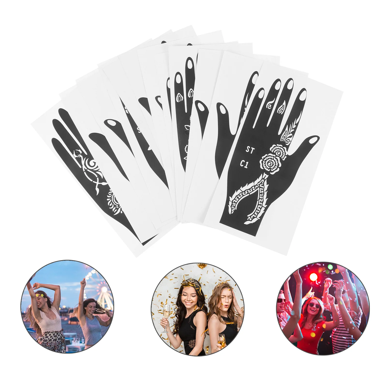 

6 Pairs Palm Template Body Sticker Stencils Decorative Tattoos Molds Body Stickers Hands Temporary Paper Adulting
