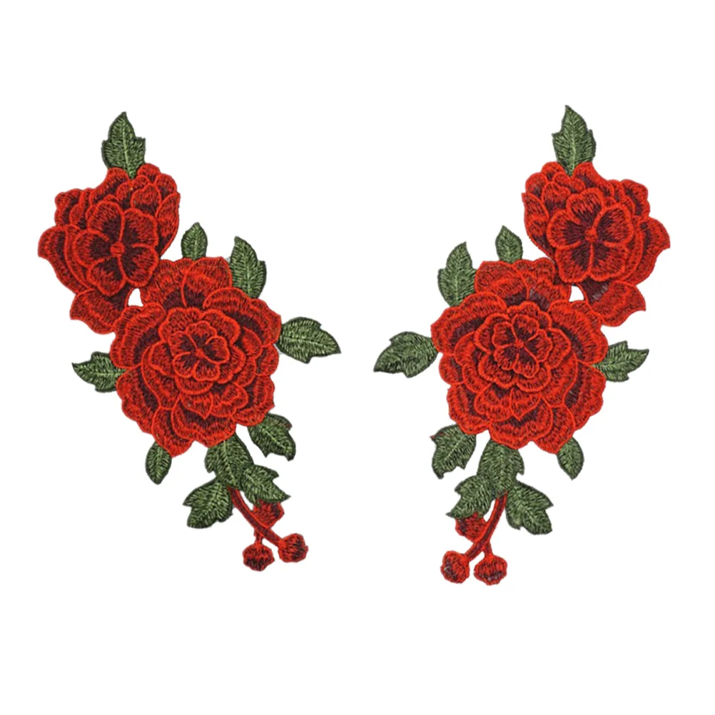

1 Pair Rose Flower Patch Sew on Patch Rose Embroidery Flowers Rose Embroidery Iron on Applique Patches