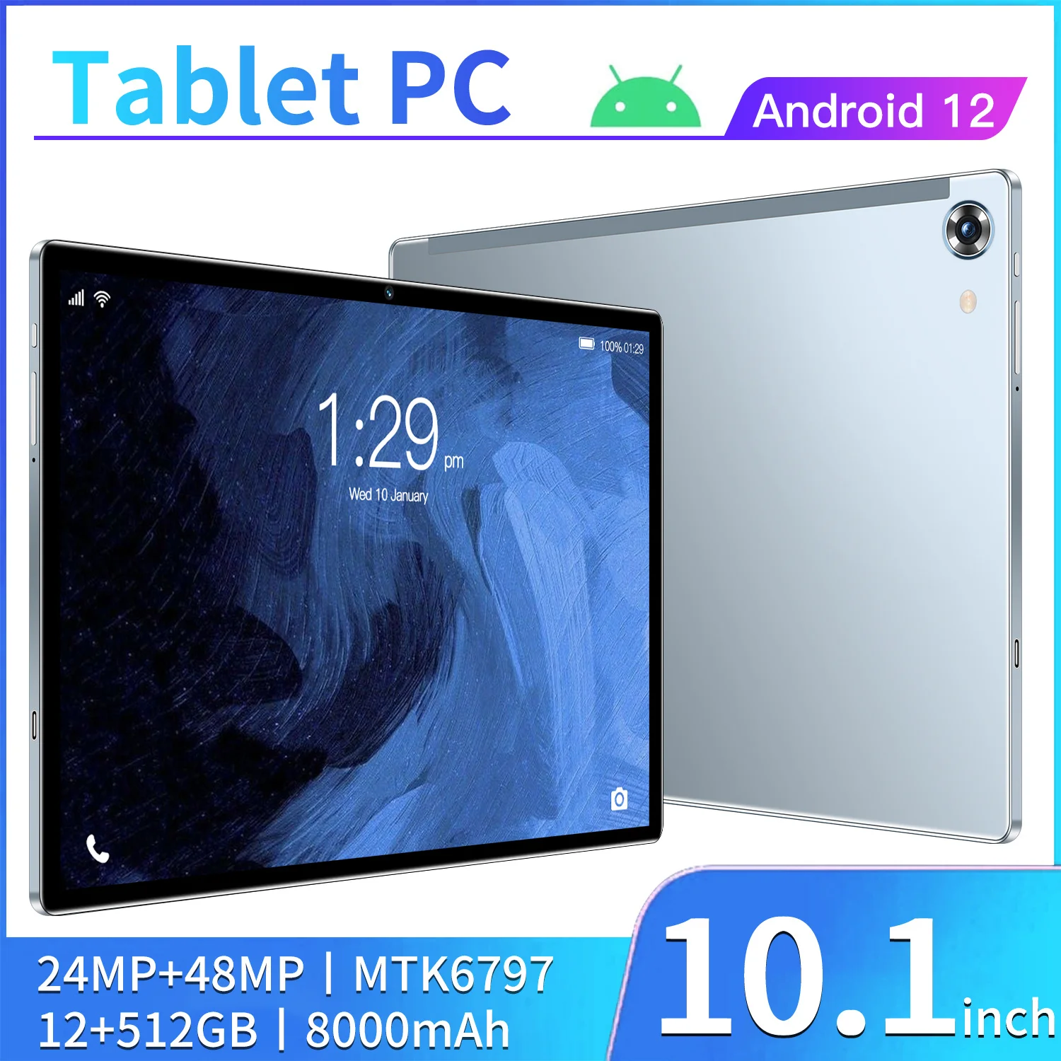 

2023 Global Version New Pad 10.1 Inch Android 12 12G+512GB WiFi Tablet PC Tab 8000mAh Dual SIM Tablet Camera GPS 5G Call Phone