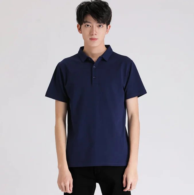 

Men's loose lapel summer new men's solid color casual short-sleeved t-shirt