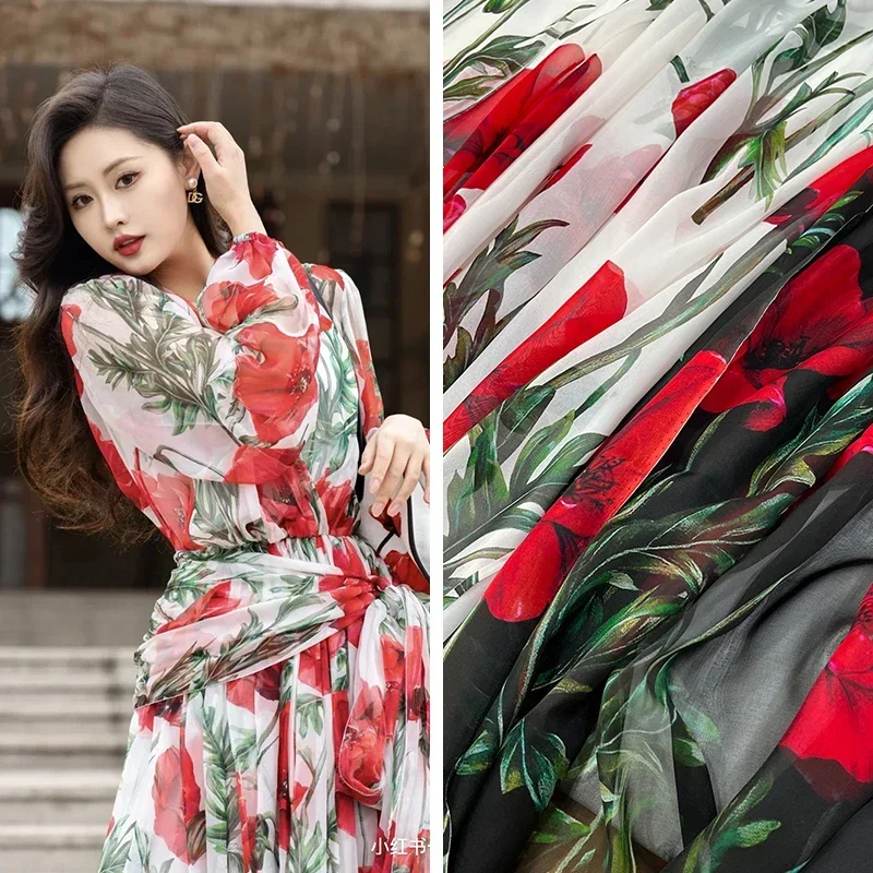 Тонкая прозрачная Полиэстеровая шифоновая ткань итальянский бренд модный