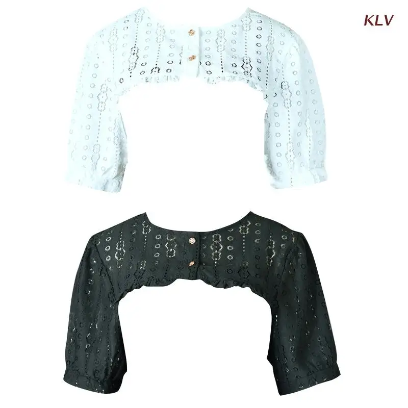 

Универсальные полутопы с воротником, модная кружевная небольшая шаль с ложным воротником, полутопы с круглым вырезом, осенняя накидка для женщин и девочек