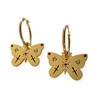 the gold celestial butterfly hoop dangle earrings celestial earrings
