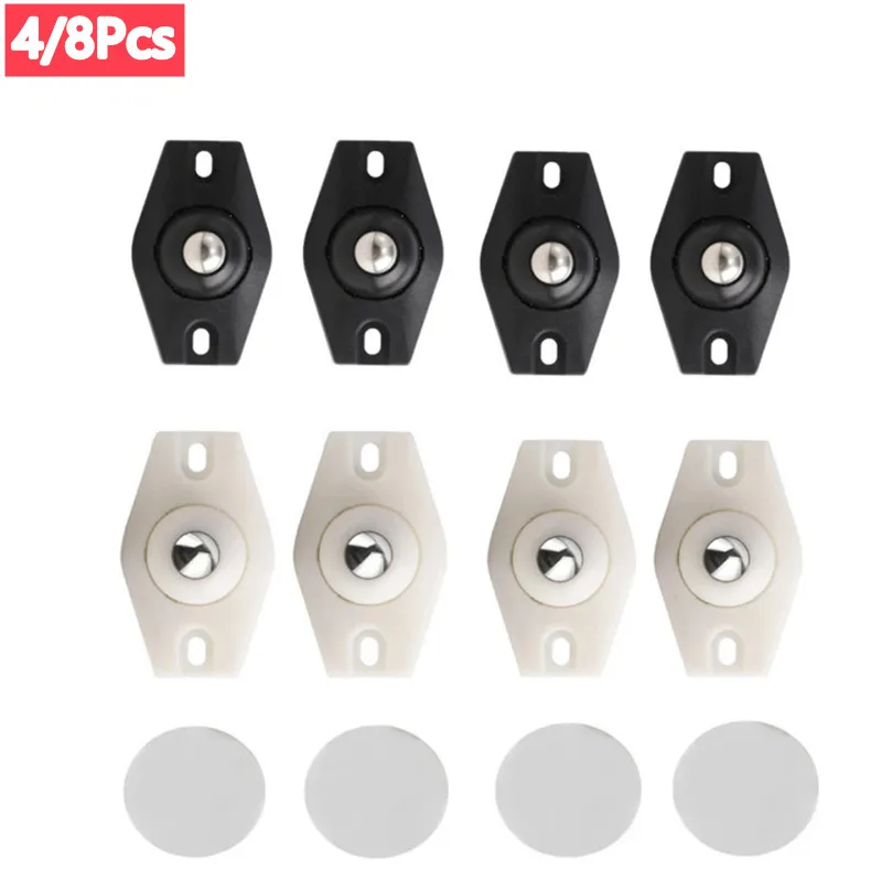 

8pcs Furniture Caster Stainless Steel Roller Self Adhesive Storage Box Caster 360° Rotation Home Strong Load-bearing Wheel