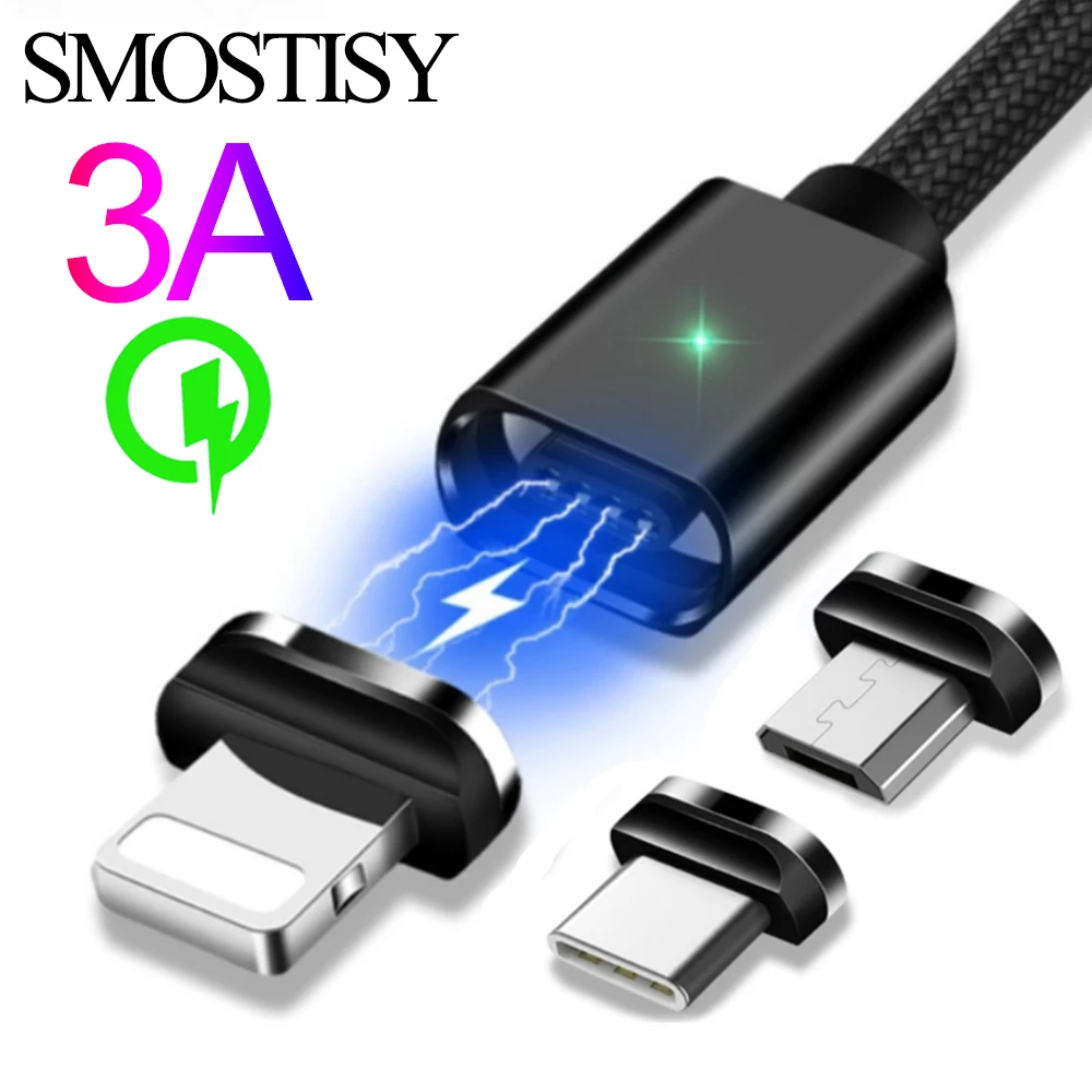 

Магнитный зарядный кабель 3A USB Type C кабель для iPhone Android зарядное устройство для телефона вращающийся на 540 ° Micro мобильный телефон кабель