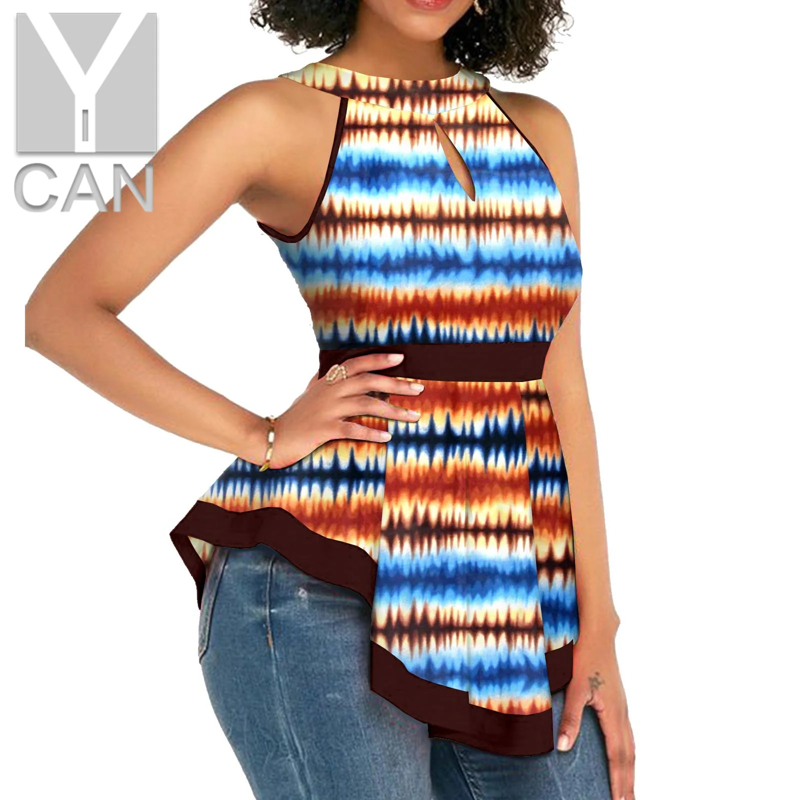 

African Clothes for Women Fashion Hollow Print Tops Shirt Female Patchwork Draped Outfits Bazin Riche African Clothing Y2222002