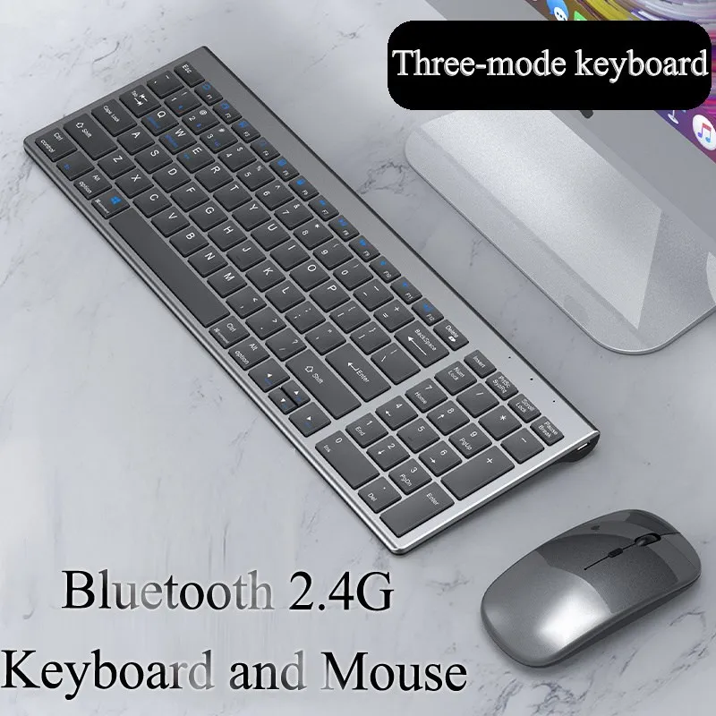 

Bezprzewodowa Klawiatura Bluetooth Trzy-trybowa Cicha Pełnowymiarowa Klawiatura I Mysz Combo Zestaw Do Notebooka Laptop Pulpit
